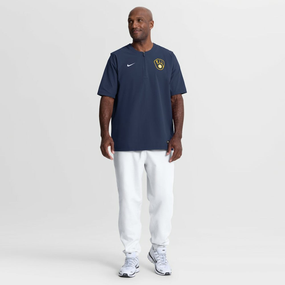 Milwaukee Brewers Authentic Collection Dri-FIT Quarter-Zip Windshirt Navy | Nike