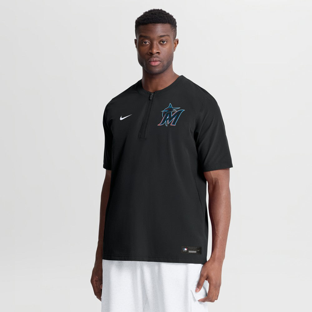 Miami Marlins Authentic Collection Dri-FIT Quarter-Zip Windshirt Black | Nike