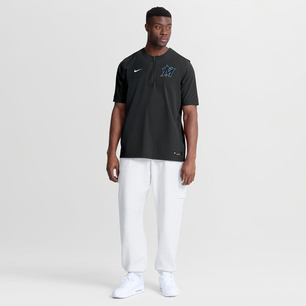 Miami Marlins Authentic Collection Dri-FIT Quarter-Zip Windshirt Black | Nike
