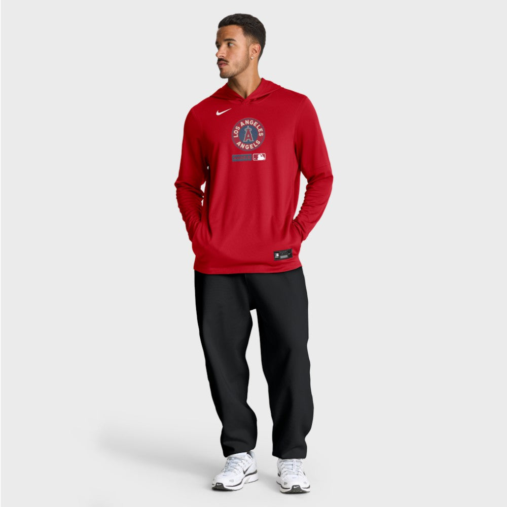 Los Angeles Angels City Connect Dri-FIT Long Sleeve Hooded T-Shirt Red | Nike