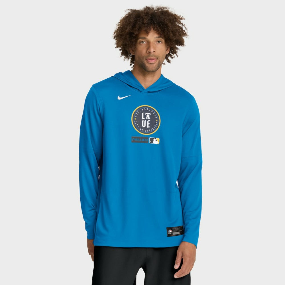 Philadelphia Phillies City Connect Dri-FIT Long Sleeve Hooded T-Shirt Blue | Nike
