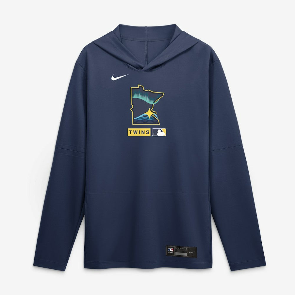 Minnesota Twins City Connect Dri-FIT Long Sleeve Hooded T-Shirt Navy | Nike