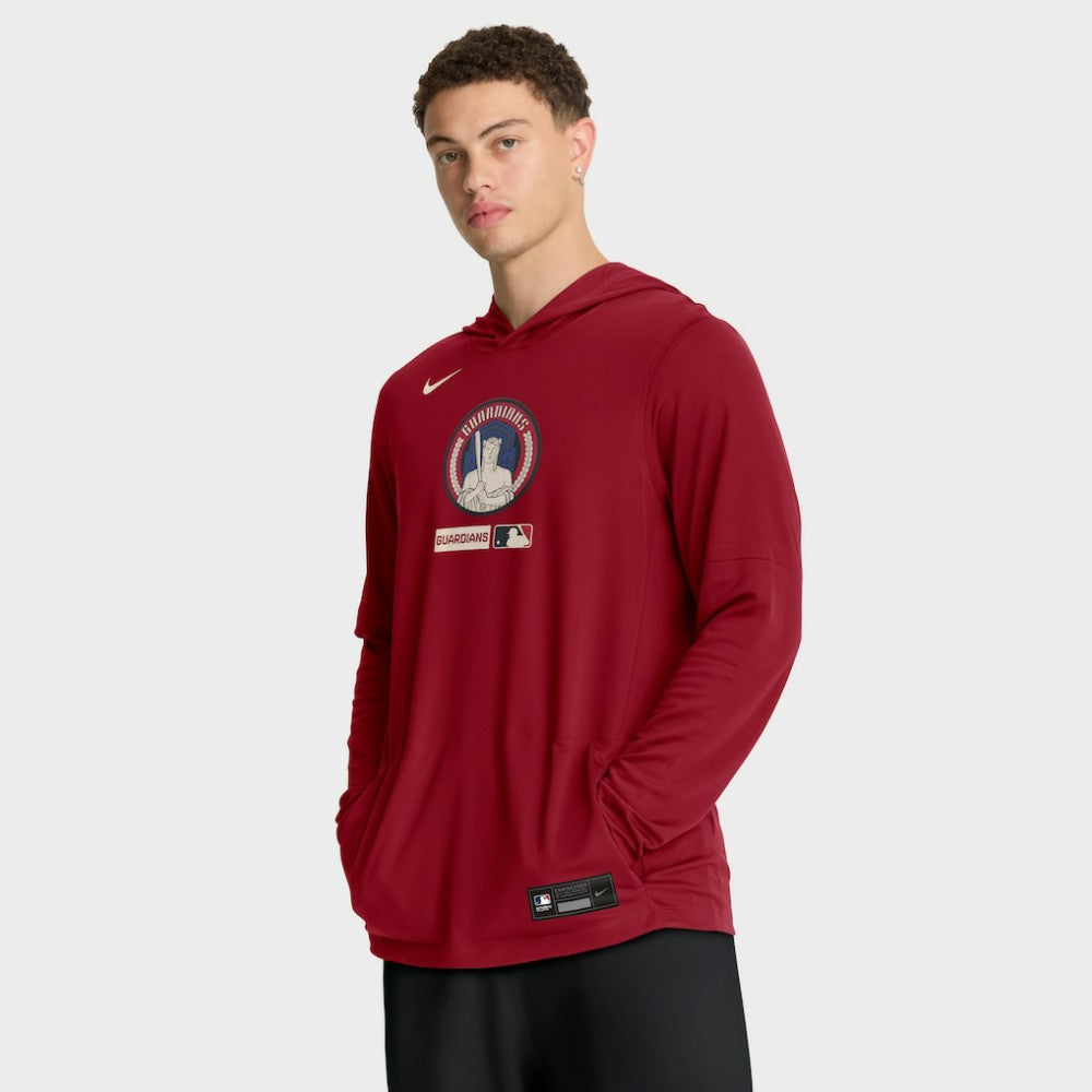 Cleveland Guardians City Connect Dri-FIT Long Sleeve Hooded T-Shirt Red | Nike