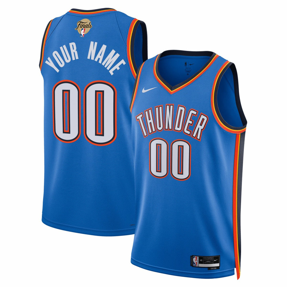 Oklahoma City Thunder Unisex 2025 NBA Finals Patch Custom Swingman Jersey - Blue - Icon Edition