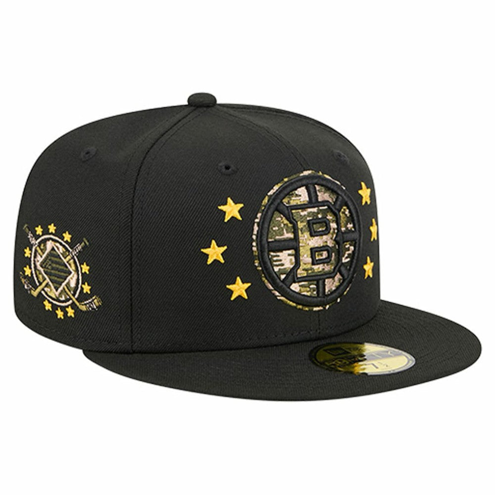 Boston Bruins New Era Military Appreciation Digital Camo Stars 59FIFTY Fitted Hat Black