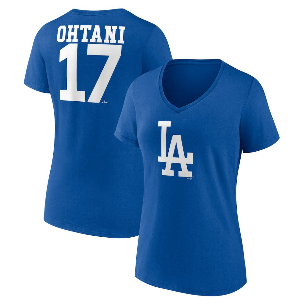 Shohei Ohtani Los Angeles Dodgers Women's Player Name & Number V-Neck T-Shirt Royal