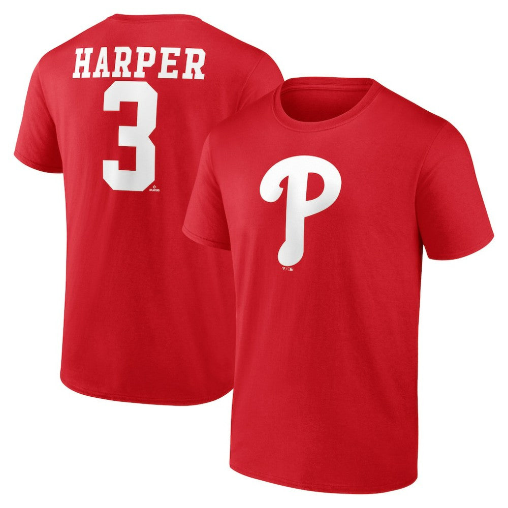 Bryce Harper Philadelphia Phillies Player Name & Number T-Shirt Red