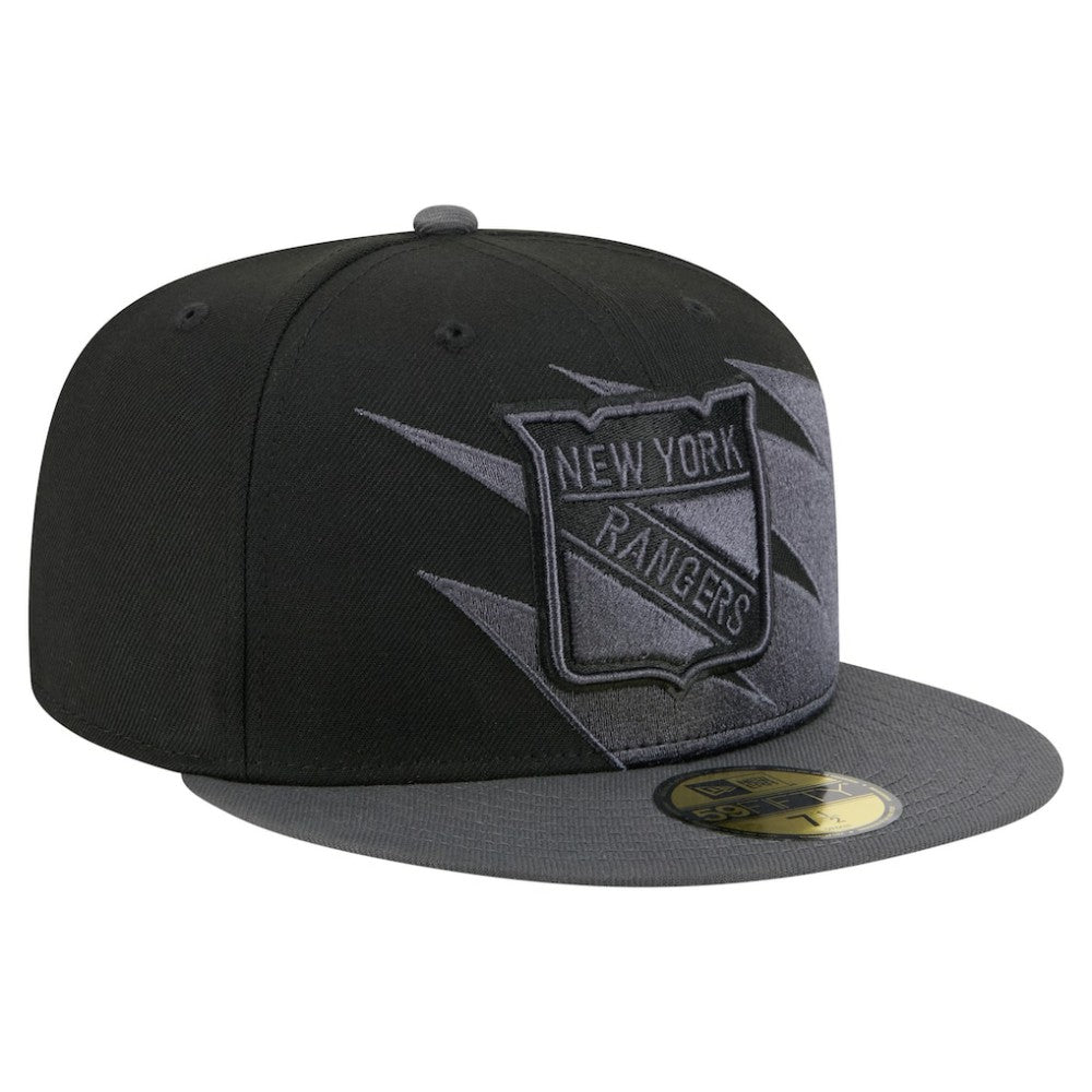 New York Rangers New Era Spikes 59FIFTY Fitted Hat Black