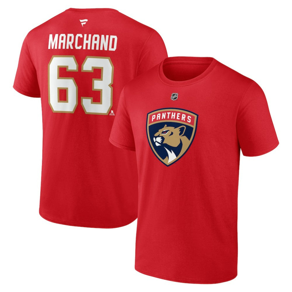 Brad Marchand Florida Panthers Fanatics Authentic Stack Name & Number T-Shirt Red