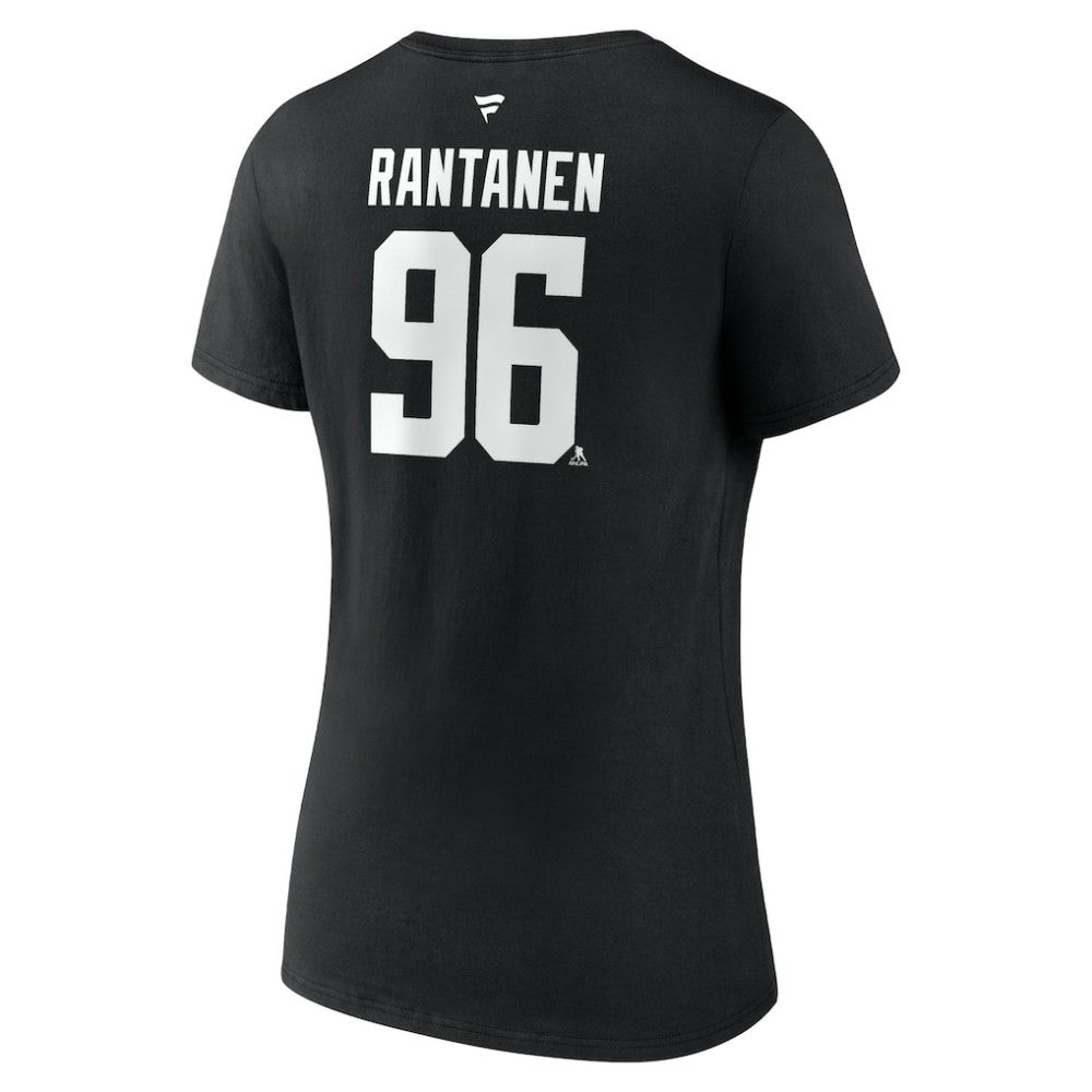Mikko Rantanen Dallas Stars Fanatics Women's Authentic Stack Name & Number V-Neck T-Shirt Black