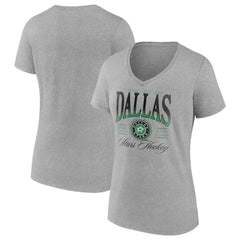 Dallas Stars Women's Retro Script V-Neck T-Shirt Gray