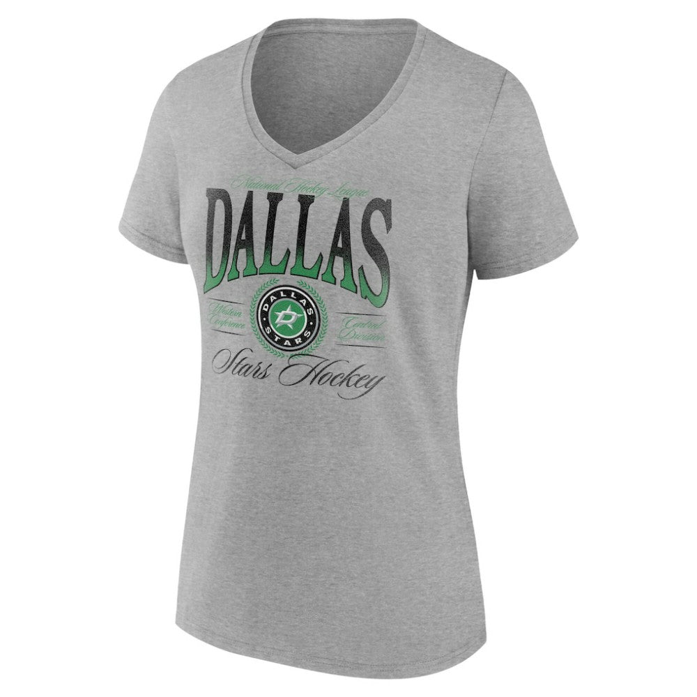 Dallas Stars Women's Retro Script V-Neck T-Shirt Gray