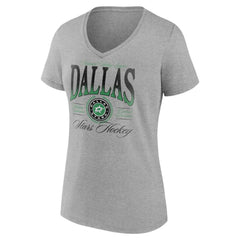 Dallas Stars Women's Retro Script V-Neck T-Shirt Gray