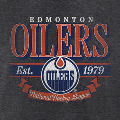 Edmonton Oilers Women's Retro Banner V-Neck T-Shirt Charcoal
