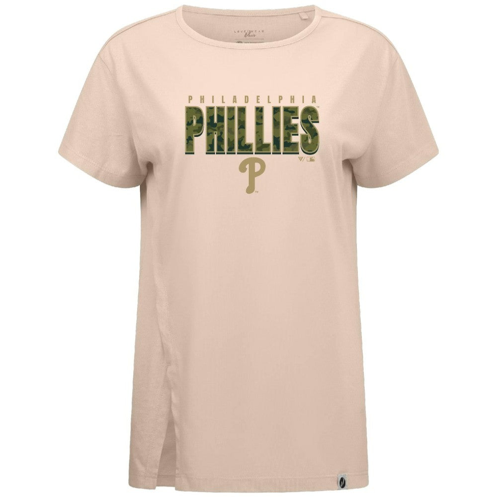 Philadelphia Phillies Levelwear Women's Influx Protect W T-Shirt Khaki