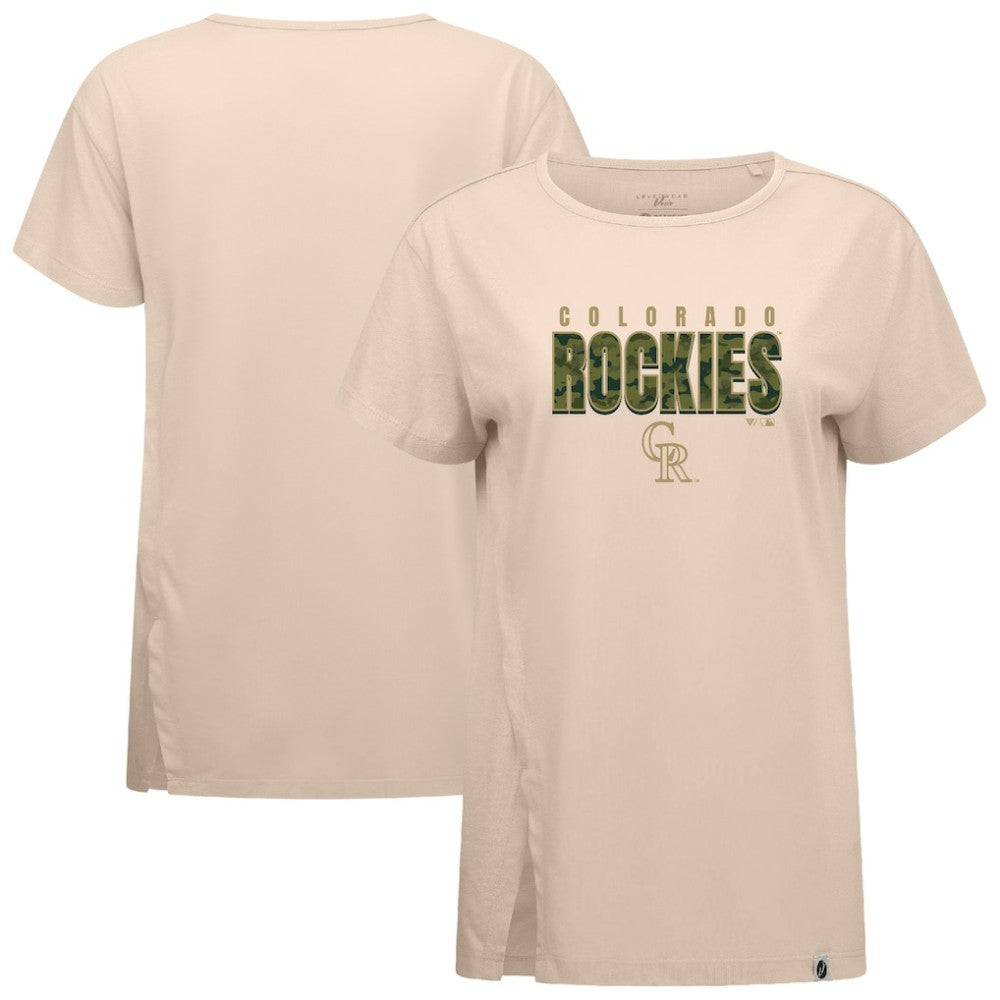 Colorado Rockies Levelwear Women's Influx Protect W T-Shirt Khaki
