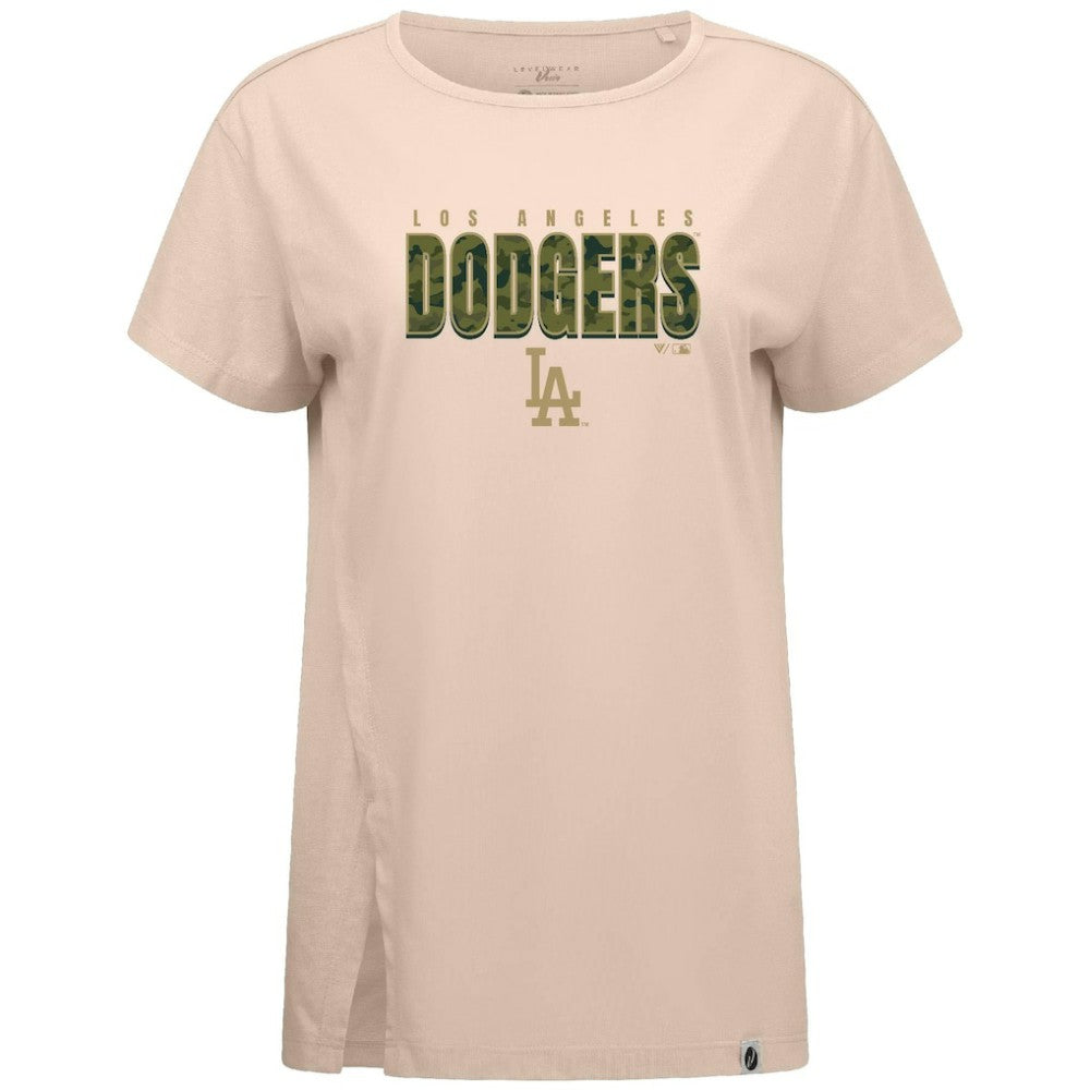 Los Angeles Dodgers Levelwear Women's Influx Protect W T-Shirt Khaki