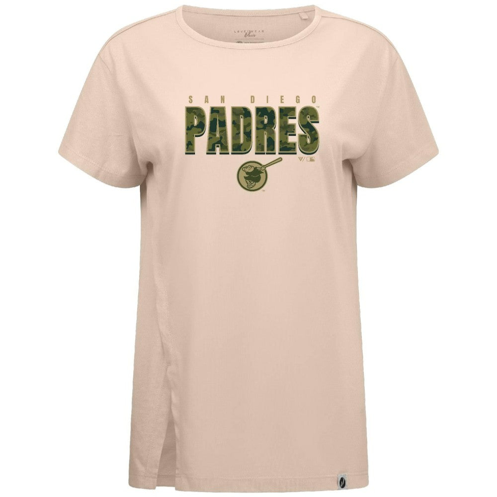 San Diego Padres Levelwear Women's Influx Protect W T-Shirt Khaki