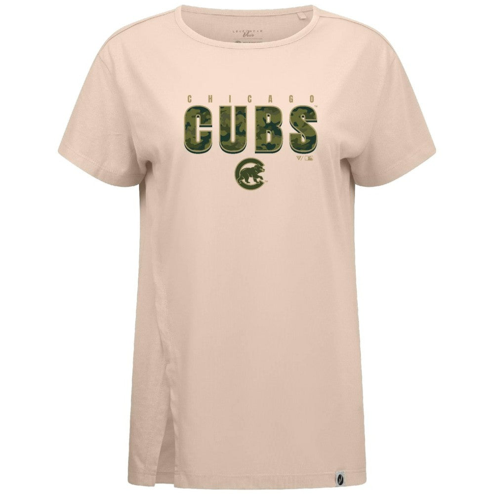 Chicago Cubs Levelwear Women's Influx Protect W T-Shirt Khaki