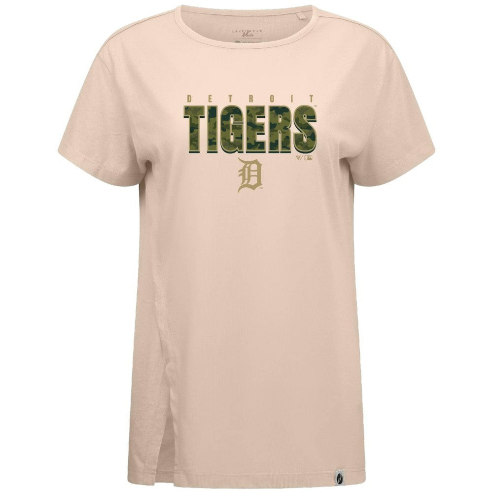 Detroit Tigers Levelwear Women's Influx Protect W T-Shirt Khaki