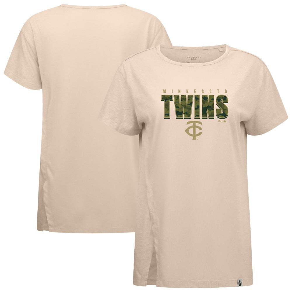 Minnesota Twins Levelwear Women's Influx Protect W T-Shirt Khaki