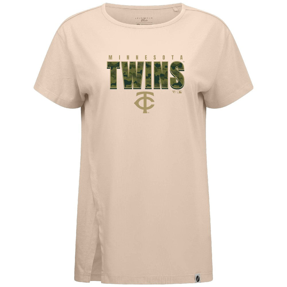 Minnesota Twins Levelwear Women's Influx Protect W T-Shirt Khaki