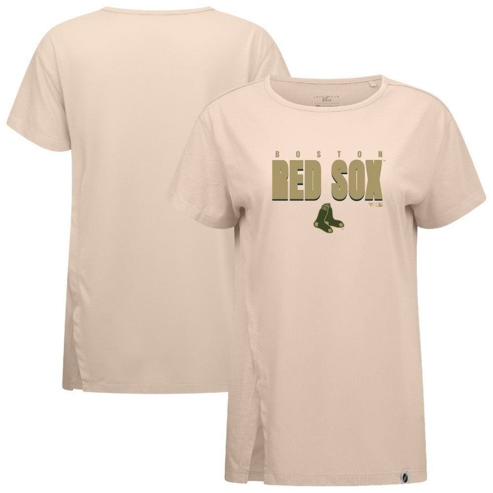 Boston Red Sox Levelwear Women's Influx Protect W T-Shirt Khaki