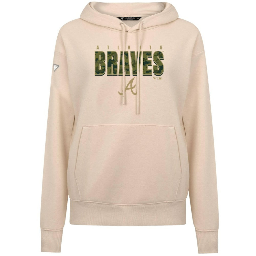 Atlanta Braves Levelwear Women's Adorn Protect W Pullover Hoodie Khaki