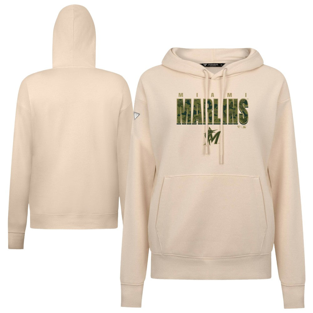 Miami Marlins Levelwear Women's Adorn Protect W Pullover Hoodie Khaki
