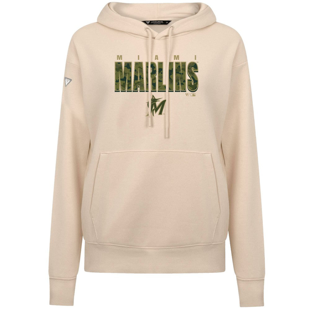 Miami Marlins Levelwear Women's Adorn Protect W Pullover Hoodie Khaki