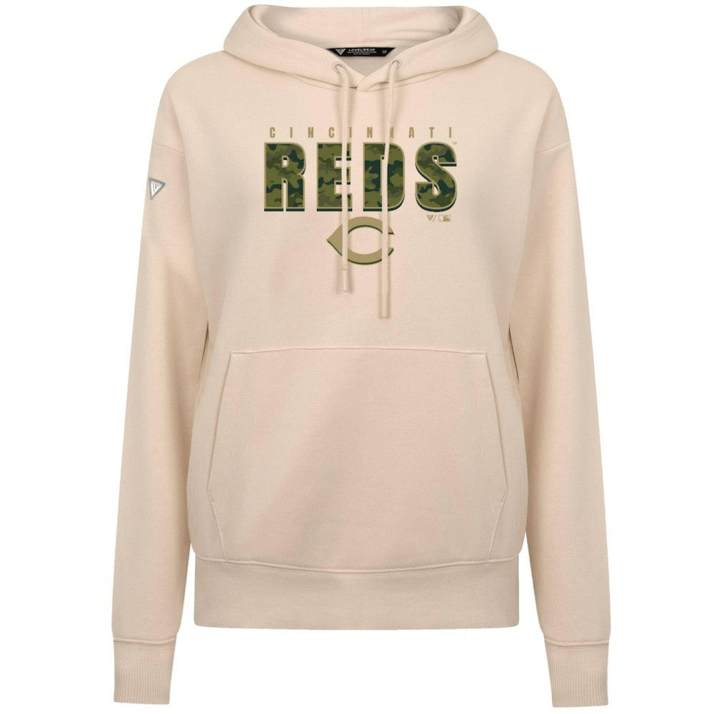Cincinnati Reds Levelwear Women's Adorn Protect W Pullover Hoodie Khaki