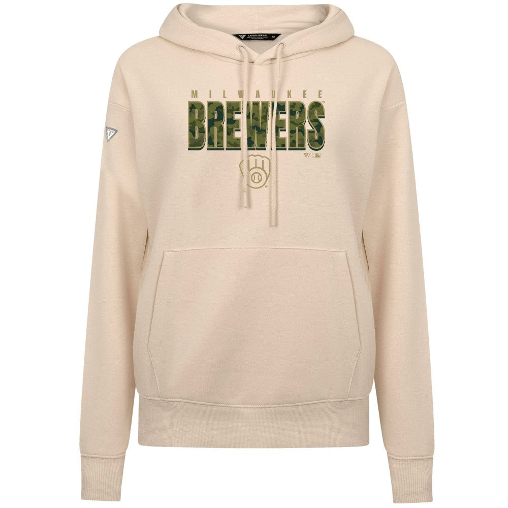 Milwaukee Brewers Levelwear Women's Adorn Protect W Pullover Hoodie Khaki