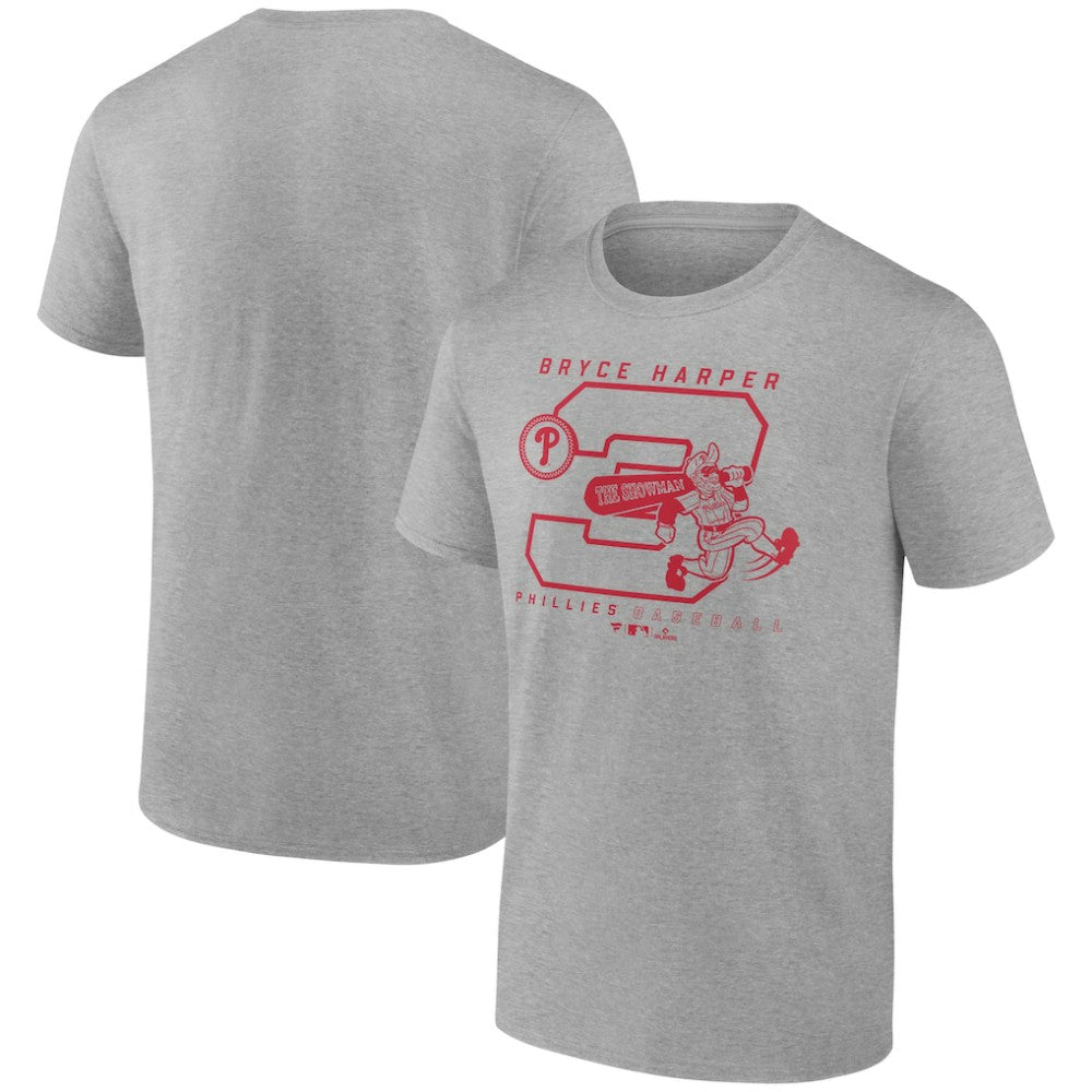 Bryce Harper Philadelphia Phillies Player Graphic T-Shirt Heather Gray