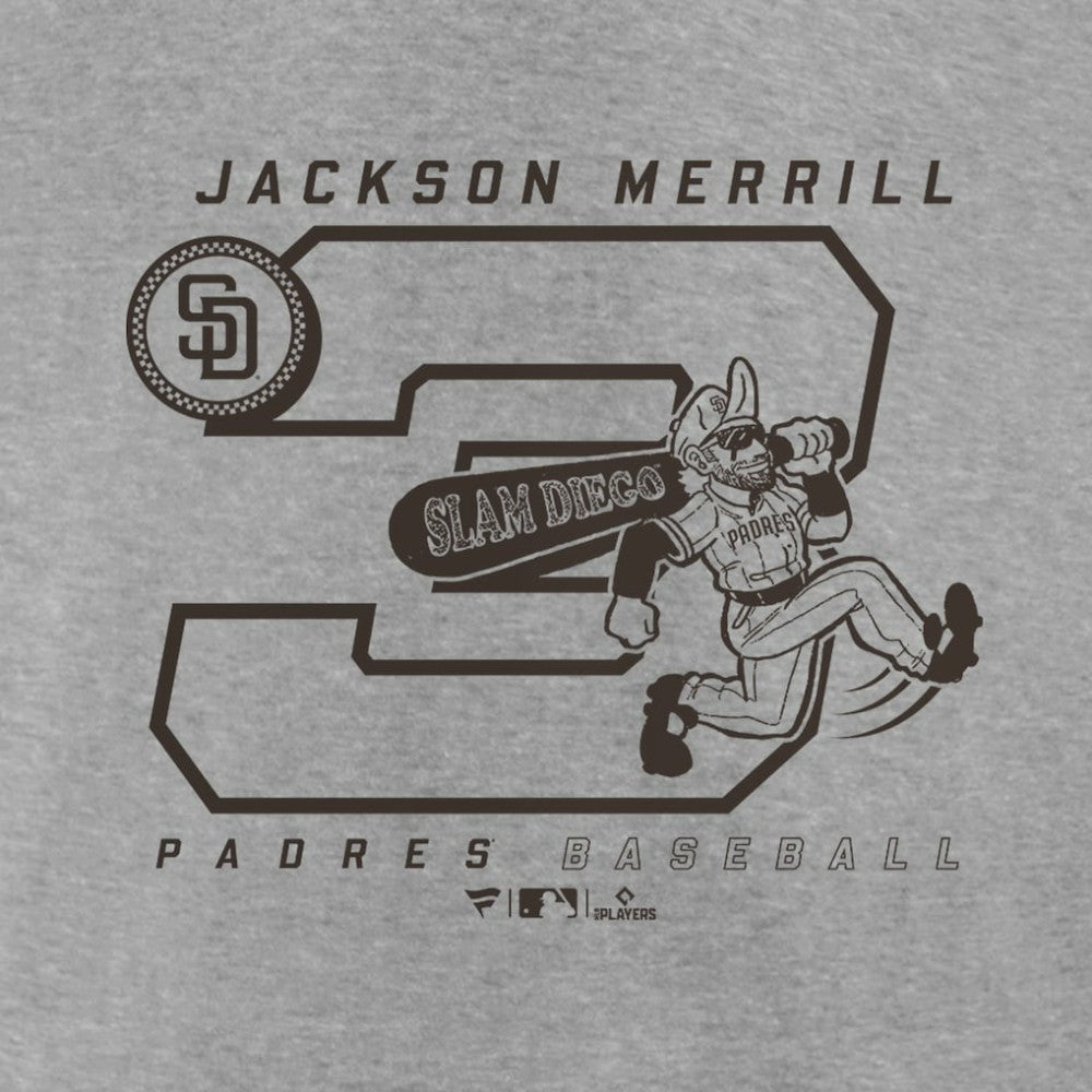 Jackson Merrill San Diego Padres Player Graphic T-Shirt Heather Gray