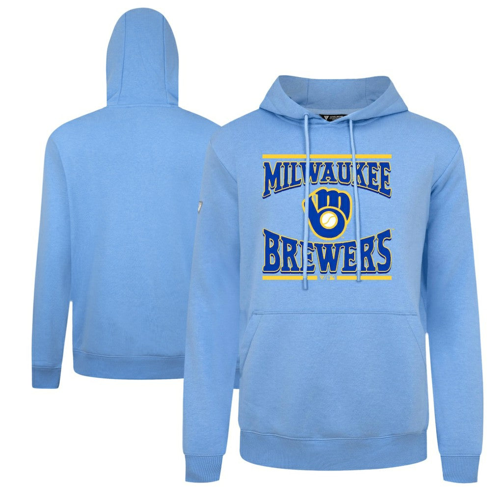 Milwaukee Brewers Levelwear Big Brew Podium Pullover Hoodie Light Blue