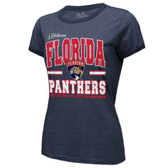 Florida Panthers Majestic Threads Women's 2025 Stanley Cup Champions Tri-Blend Ringer T-Shirt Navy