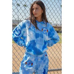 Los Angeles Dodgers Aviator Nation x MLB Unisex Tie-Dye Tri-Blend Hoodie Light Blue