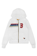 Boston Red Sox Aviator Nation x MLB Unisex Five-Stripe Tri-Blend Full-Zip Hoodie White