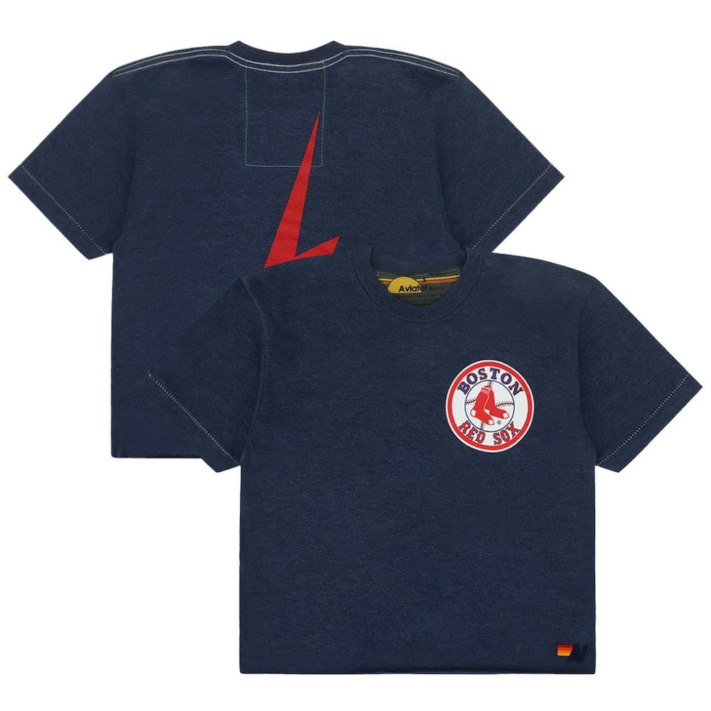 Boston Red Sox Aviator Nation x MLB Women's Cropped Boyfriend Tri-Blend T-Shirt Navy