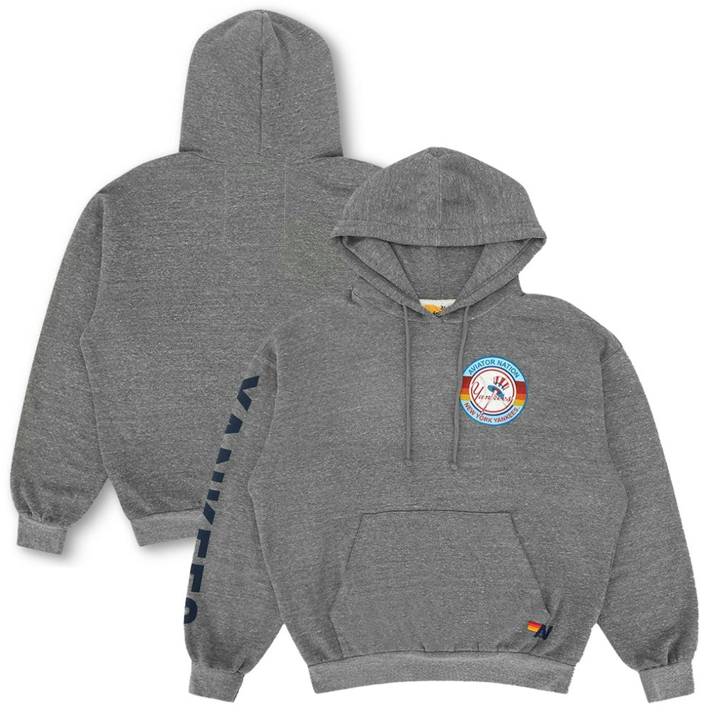 New York Yankees Aviator Nation x MLB Unisex Relaxed Tri-Blend Hoodie Heather Gray