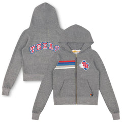 Texas Rangers Aviator Nation x MLB Unisex 5-Stripe Tri-Blend Full-Zip Hoodie Heather Gray