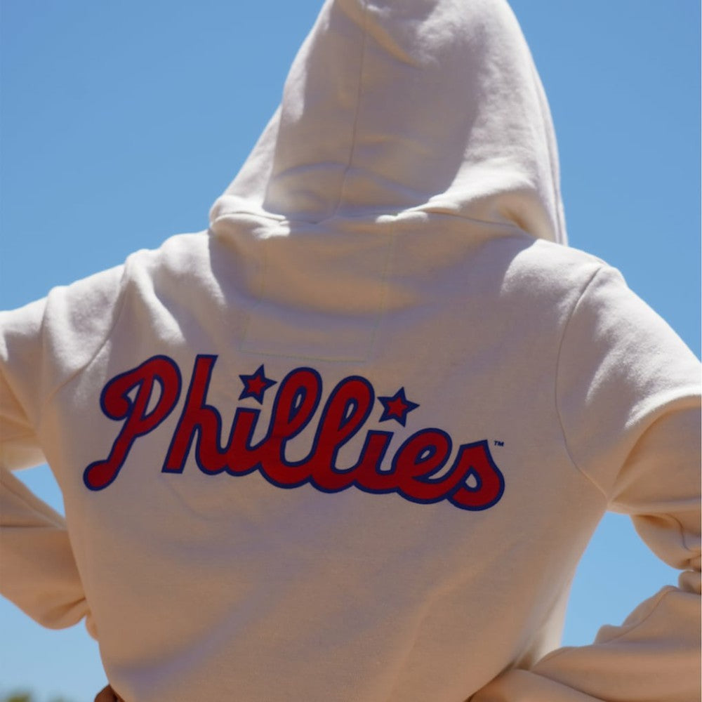Philadelphia Phillies Aviator Nation x MLB Unisex Five-Stripe Tri-Blend Full-Zip Hoodie Cream