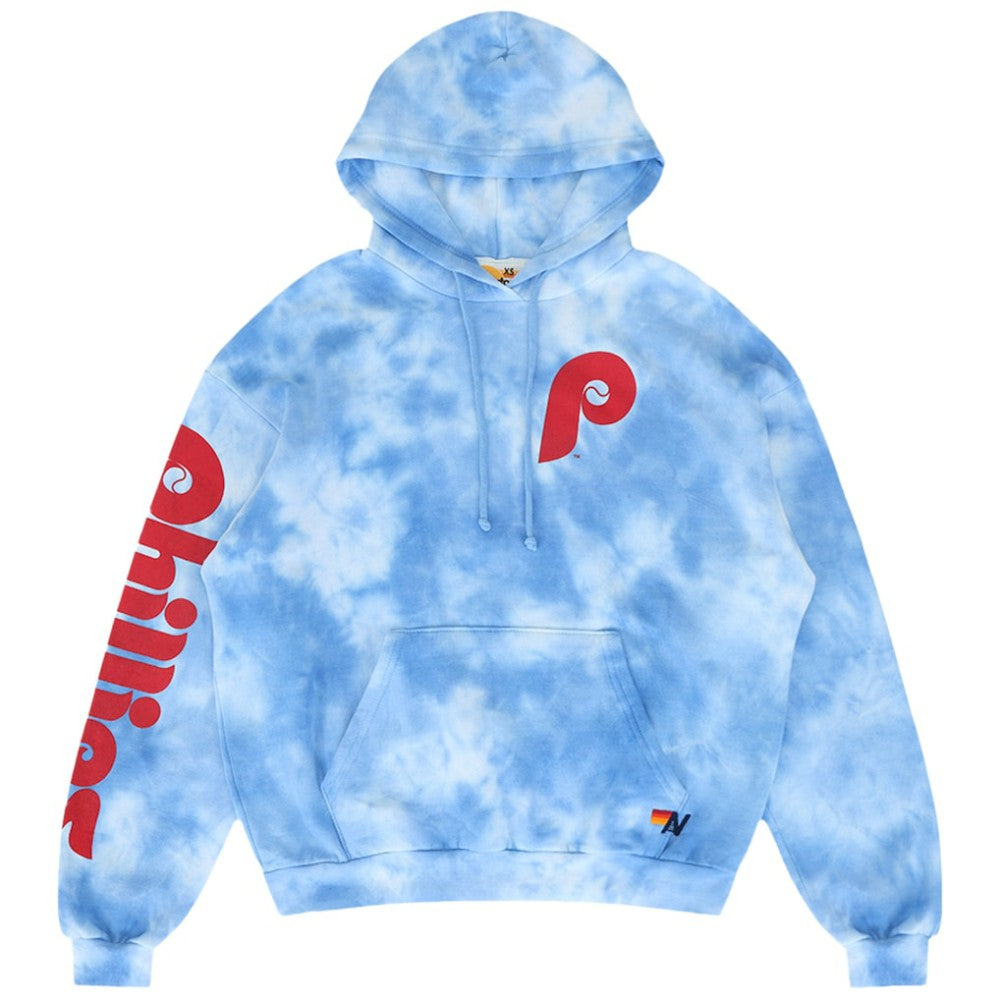 Philadelphia Phillies Aviator Nation x MLB Unisex Tie-Dye Tri-Blend Pullover Hoodie Light Blue