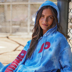 Philadelphia Phillies Aviator Nation x MLB Unisex Tie-Dye Tri-Blend Pullover Hoodie Light Blue