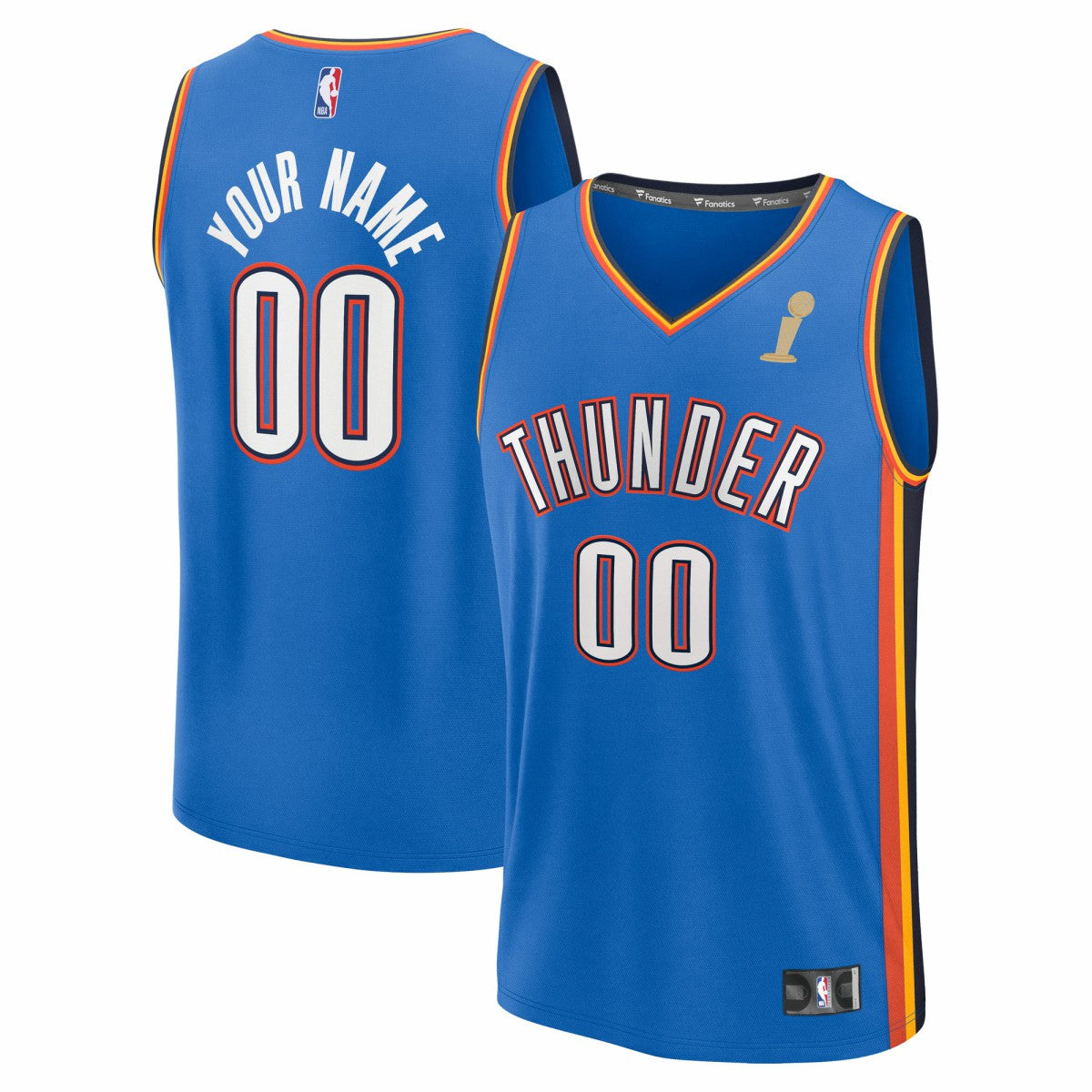 Oklahoma City Thunder 2025 NBA Finals Champions Fast Break Replica Custom Jersey - Blue - Icon Edition