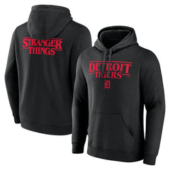 Detroit Tigers Stranger Things Logo Lockup Pullover Hoodie Black
