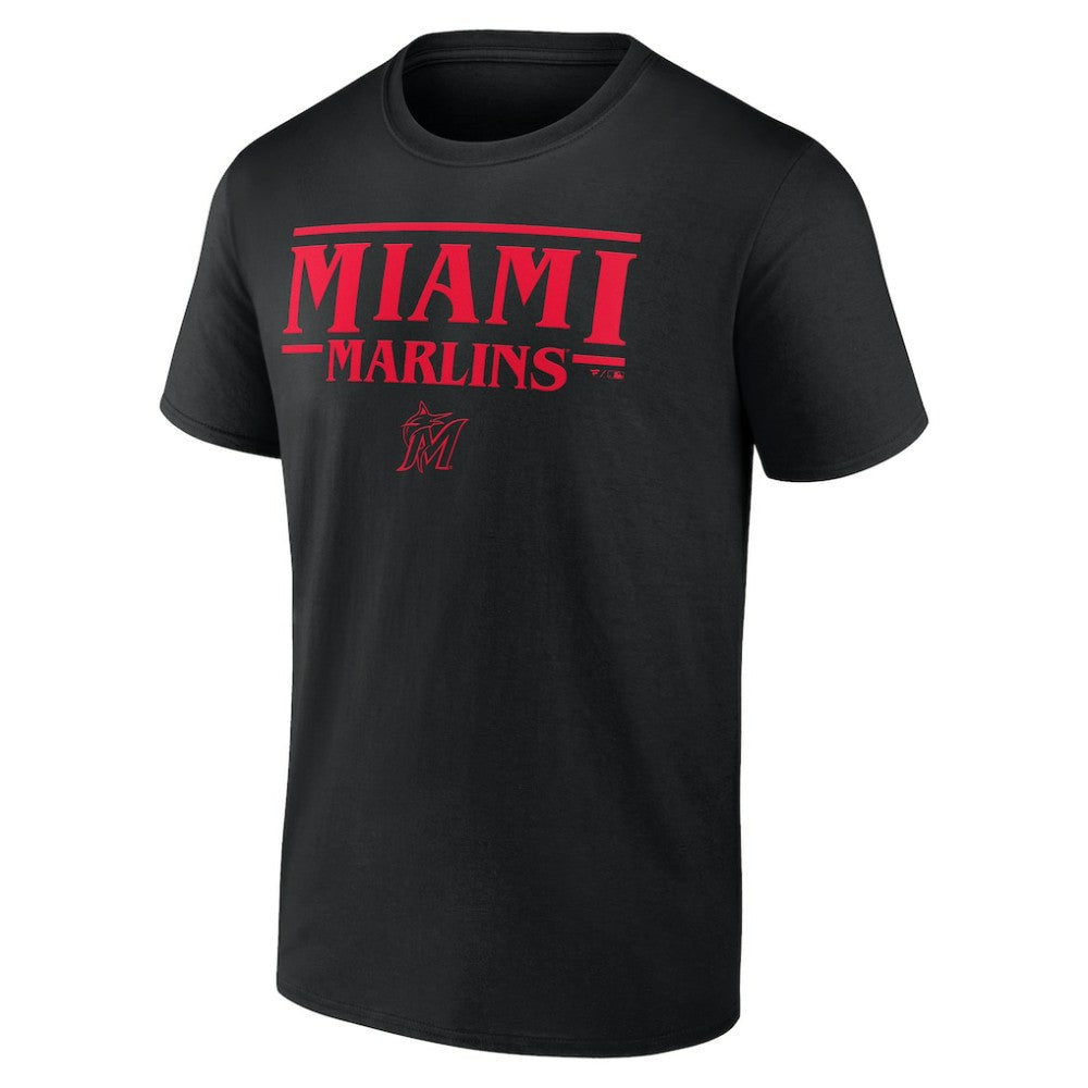 Miami Marlins Stranger Things Logo Lockup T-Shirt Black