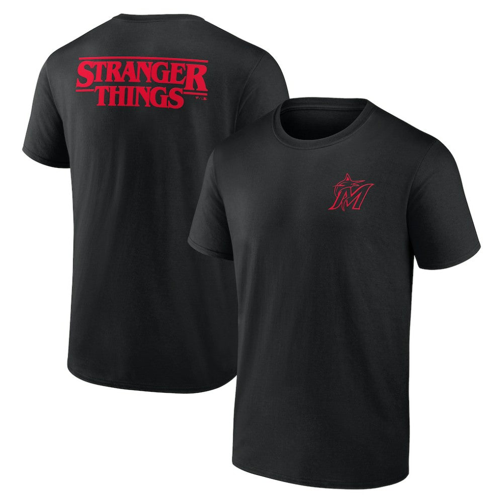 Miami Marlins Stranger Things Graphic T-Shirt Black