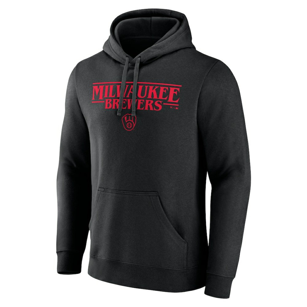 Milwaukee Brewers Stranger Things Logo Lockup Pullover Hoodie Black