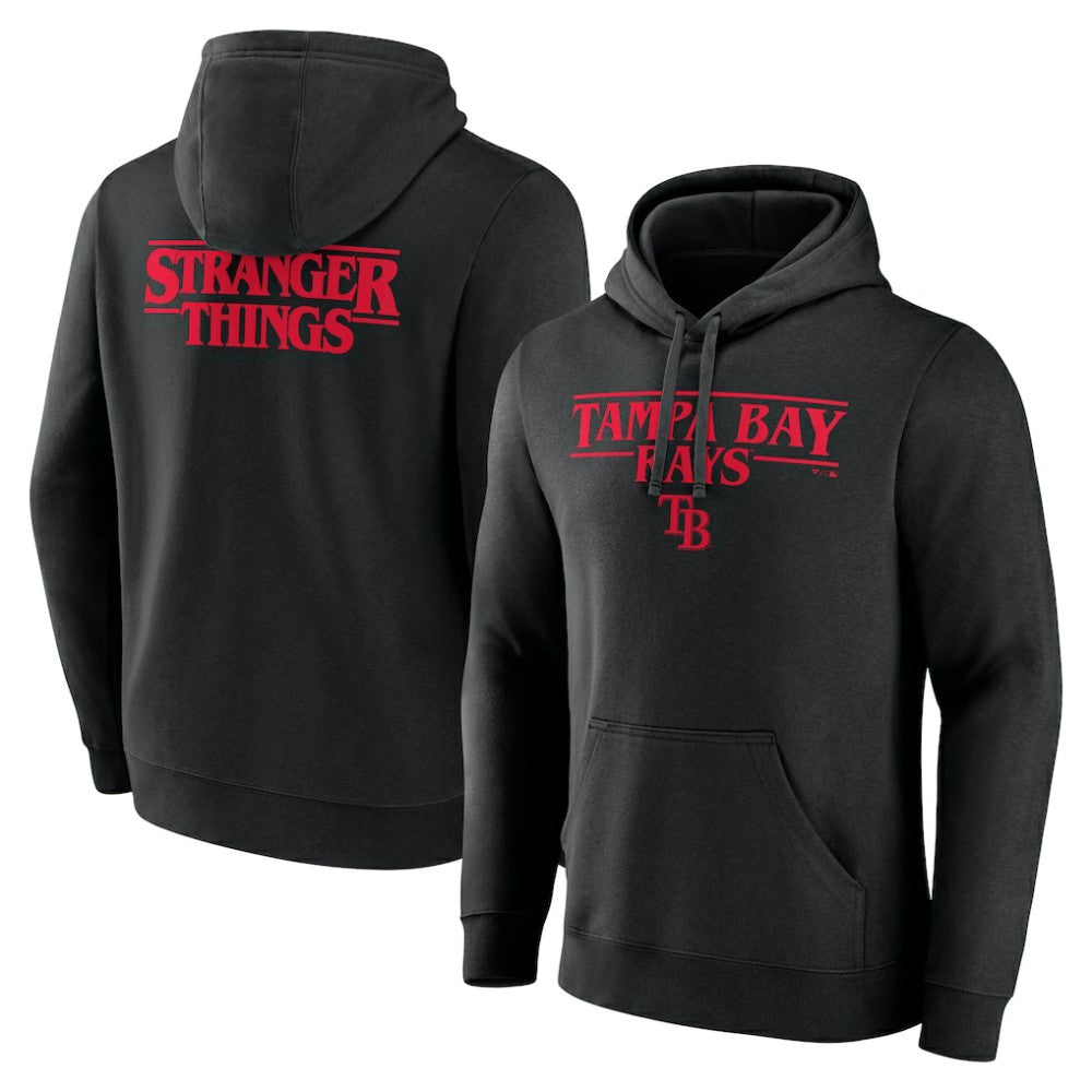 Tampa Bay Rays Stranger Things Logo Lockup Pullover Hoodie Black